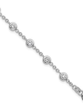Herco 18K White Gold Lab Grown Diamond Station Bracelet 1.54 CTW 7.5"